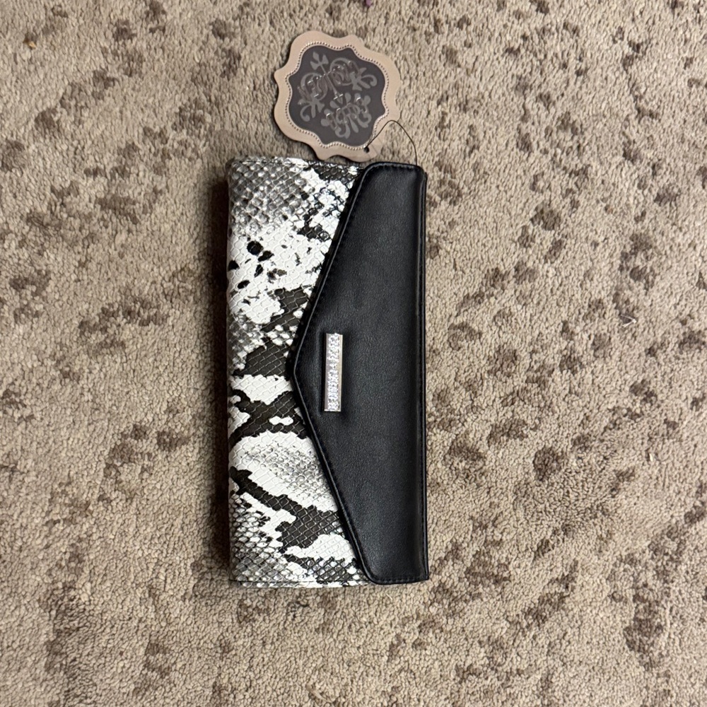 Black and White Snakeskin Clutch